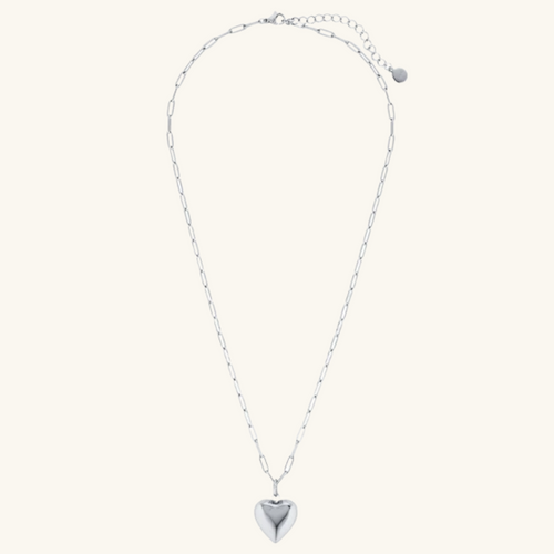 Ella Puffy Heart Necklace (Silver)