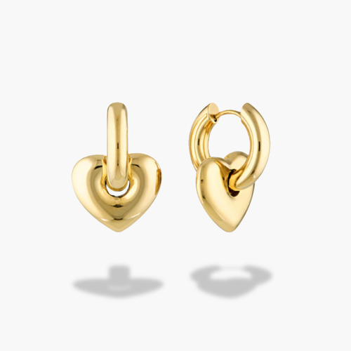 Lisa Puffy Heart Earrings (Gold)
