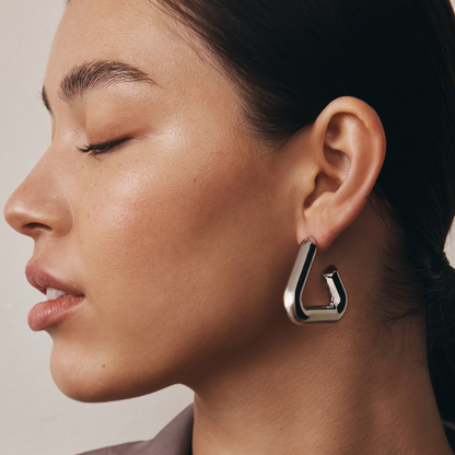 Eliza Triangle Hoop Earrings (Gold & Silver)