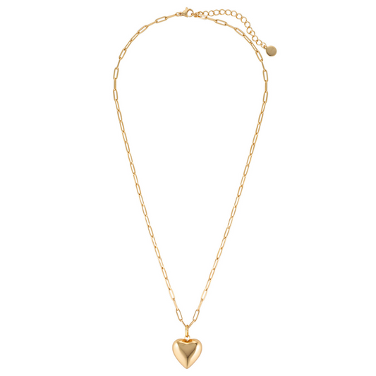 Ella Puffy Heart Necklace (Gold)