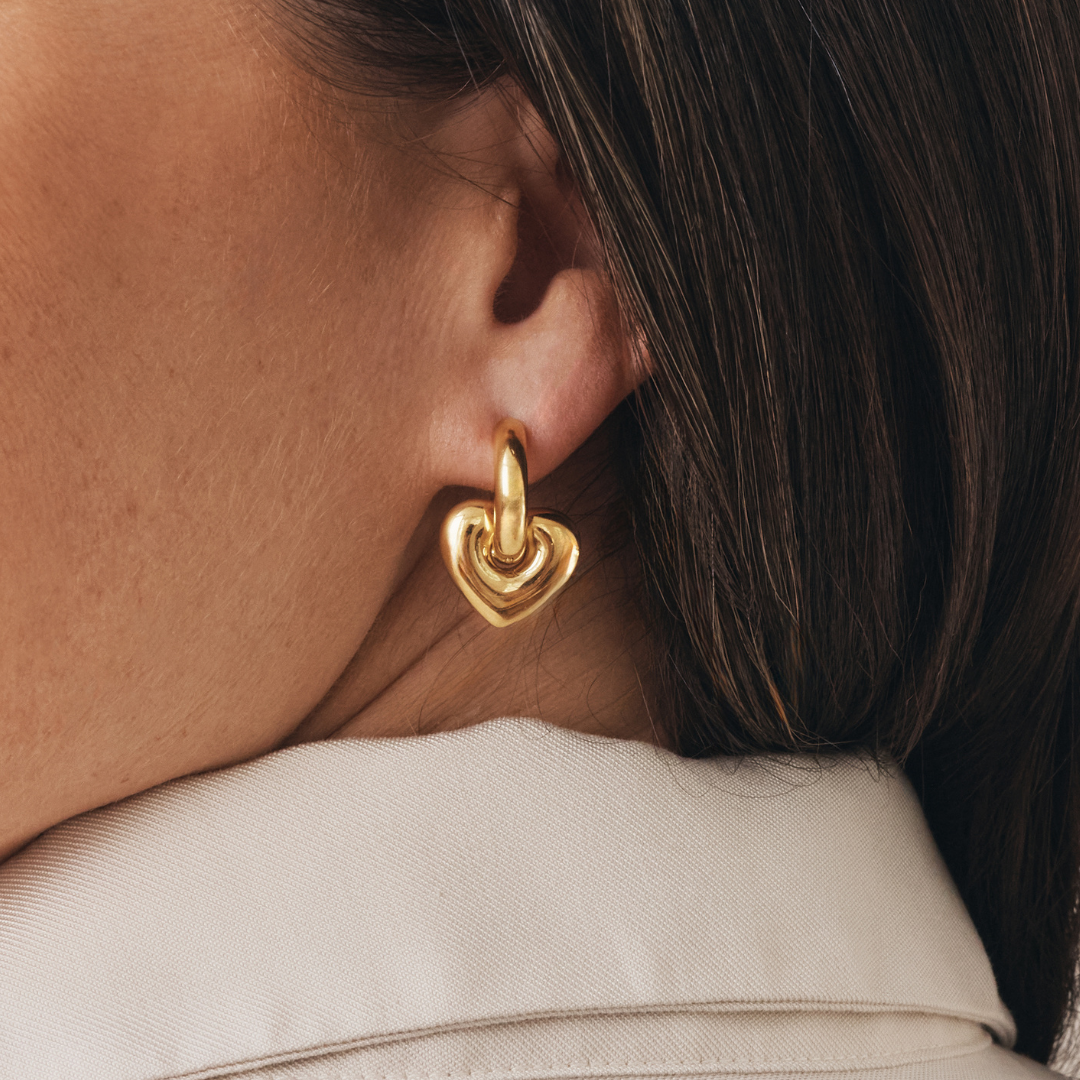 Lisa Puffy Heart Earrings (Gold)