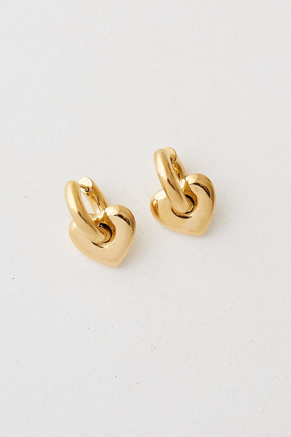 Lisa Puffy Heart Earrings (Gold)